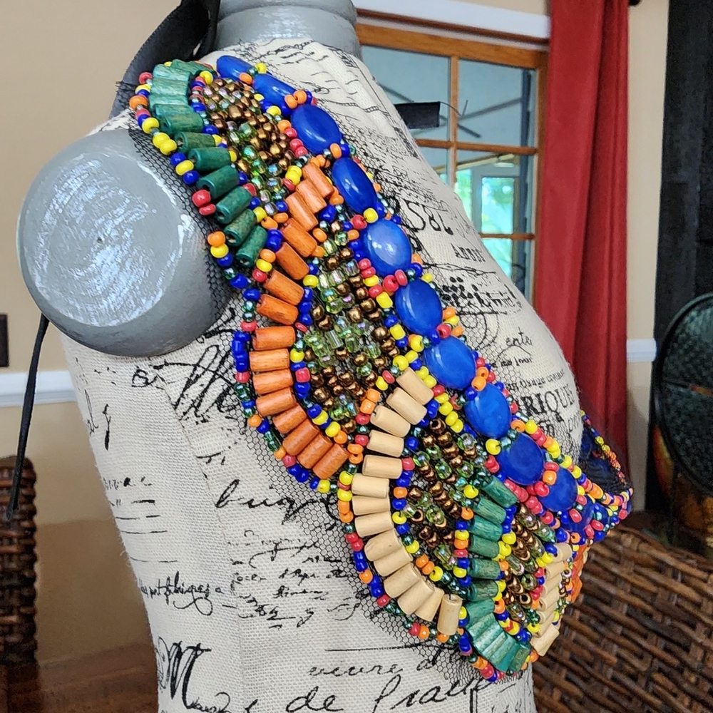 Native American Style Statement Bead Necklace - image 3